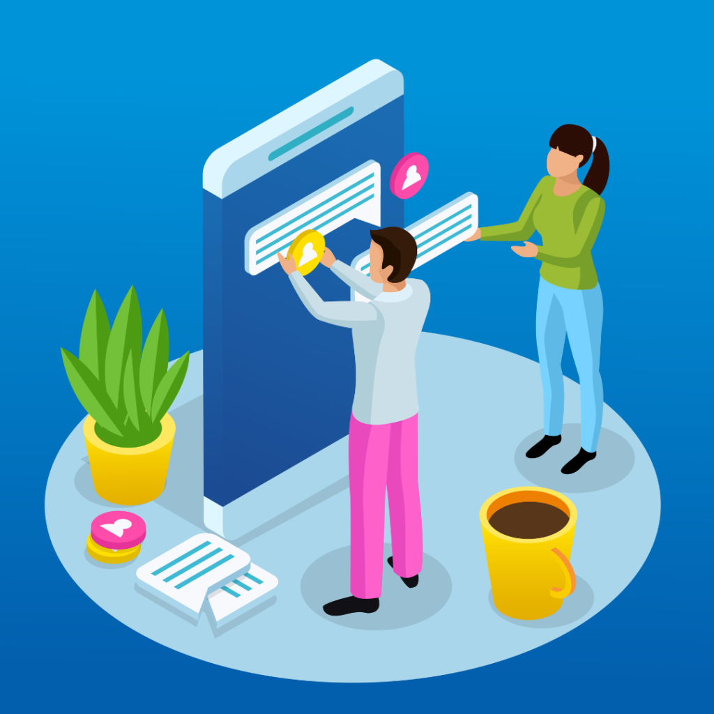 Cornerstone Content teamwork concept with people building structured social posts on a giant digital screen
