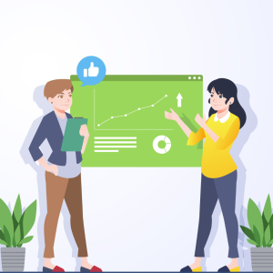 Marketers discussing Meta Ads performance with a growth chart